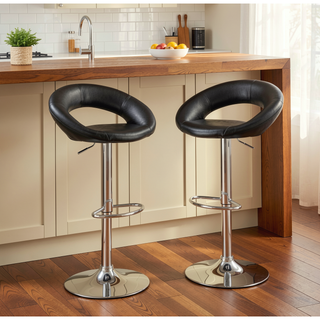 Sunvega Modern Adjustable Height Faux Leather Swivel Stools with Chrome Base Set of 2