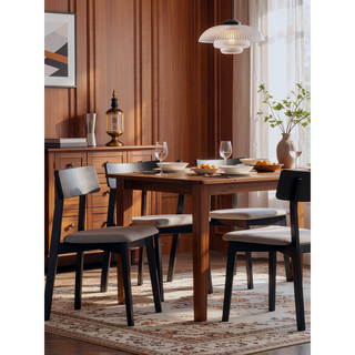 Sunvega Gray Linen Upholstered Side Chairs with Padded Seat Cushion Set of 2