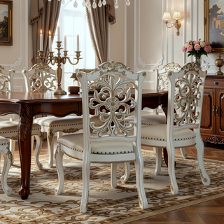 Sunvega Brown and Cherry Side Chair with Nailhead Trim and Floral Motif