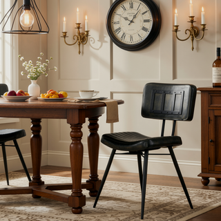 Sunvega Molly Espresso Upholstered Dining Chair with Goat Leather and Vertical Tufting