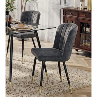 Sunvega Modern Casual Beige Textured Fabric Upholstered Side Chairs 2pc Set