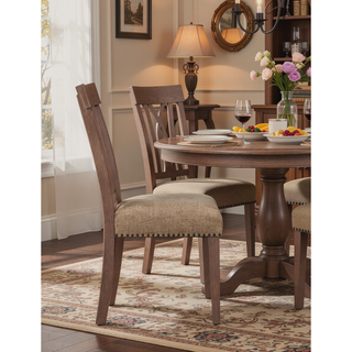 Sunvega Fabric Upholstered Maple Finish Armless Side Chair Set of 2