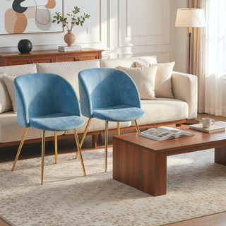 Sunvega Fran Contemporary Dining Chairs with Velvet Upholstery and Metal Legs Set of 2