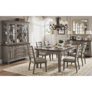 Sunvega Traditional Style Cherry and Gray Finish Wooden Dining Table with 6 Drawers