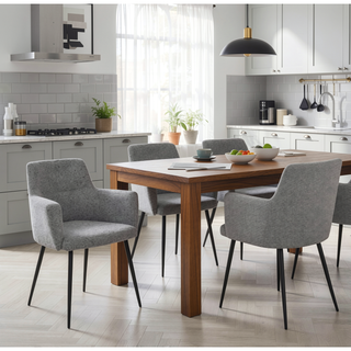 Sunvega Contemporary Black and Grey Fabric Upholstered Dining Chairs Set of 2
