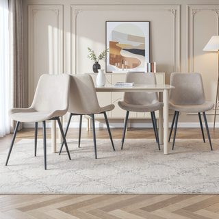 Sunvega Light Gray Artificial Leather Dining Chair with Curved Widened Cushion