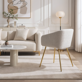 Sunvega Gold Metal and Silver Velvet Pleated Waves Contemporary Dining Chairs Set of 2