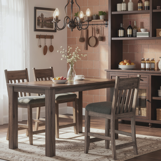 Sunvega Rustic Gray Upholstered Seat Counter Stool Set of 2