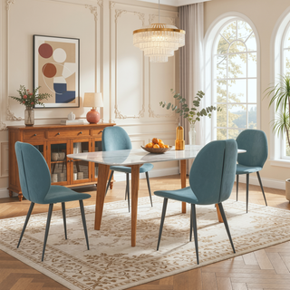 Sunvega Upholstered Dining Chairs with Soft Suede-Style Fabric and Metal Legs Set of 4