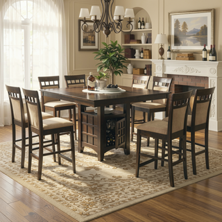 Sunvega Cappuccino Finish Upholstered Counter Height Stools with Cut-Out Backs