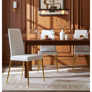 Sunvega Golden Legs and Black Seat Comfortable Durable Dining Chair Set of 4