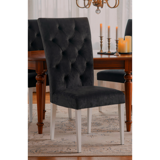 Sunvega Modern Velvet Upholstered Dining Chair Set with Tufted Back and Gold Legs