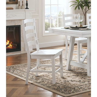 Sunvega White Finish Farmhouse Aesthetic Dining Table Seating for 6