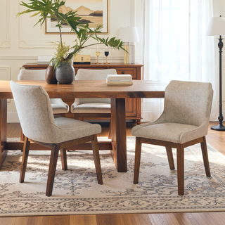 Sunvega Ellis Dining Chair Set of 2 with Linen Upholstery and Full Back Support