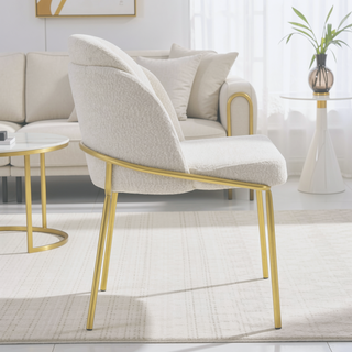 Sunvega Set of 2 Brown Leg White Seat Anti-Slip Dinning Chairs for Home