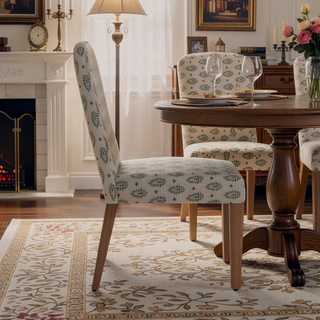 Sunvega Mio Sage Green Cream Paisley Medallion Print Upholstered Dining Chair