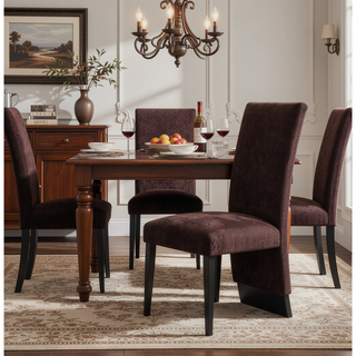 Sunvega Contemporary Boucle Finish Dining Chairs with Extended Back 2PK Set