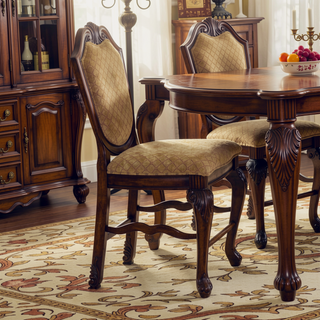 Sunvega Counter Height Fabric Upholstered Armless Chair with Wooden Queen Anne Legs