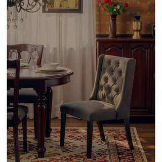 Sunvega Modern Wingback Dining Chairs with Ash Black Polyfiber Upholstery and Dark Espresso Frame