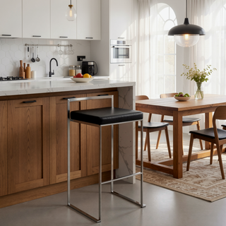 Sunvega Contemporary Stackable Barstool with Upholstered Padded Seat and Welded Frame