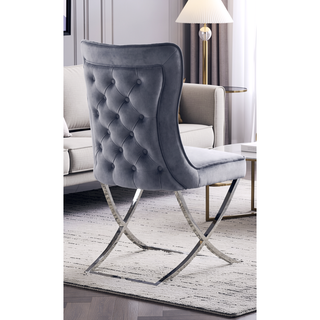 Sunvega Glam Style Chrome Frame Upholstered Velvet Dining Chairs Set of 2