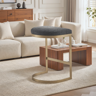 Sunvega Antique Gold Metal Base Upholstered Counter Stool No Back