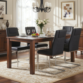 Sunvega Modern Gold Legged Upholstered Dining Chairs with PU Seat for Kitchen