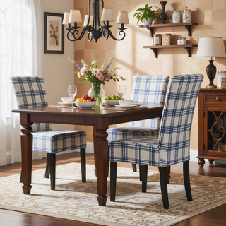 Sunvega Contemporary Upholstered Fabric Dining Chairs with Rubberwood Legs Set of 2
