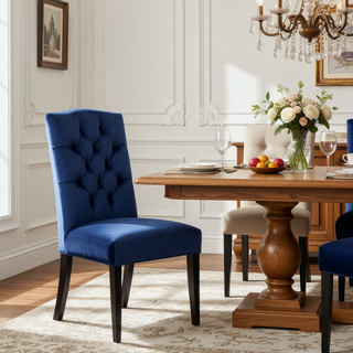 Sunvega Tufted Upholstered Dining Chairs with Crown Shaped Back Set of 2