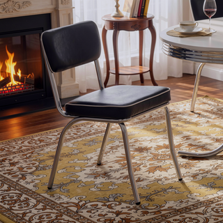 Sunvega Black and Chrome Upholstered Side Chairs with Padded Seat and Curved Legs