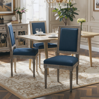 Sunvega Weathered Wood Traditional Dining Chairs with Modern Color Fabric