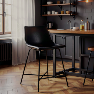 Sunvega Modern Upholstered Counter Stool with Metal X Base and Wide Seat