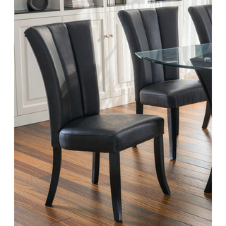Sunvega Modern Black PU Upholstered Dining Chairs with Wide Flair Back Support