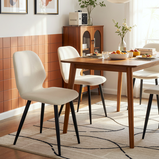 Sunvega Upholstered Dining Chairs with Soft Suede-Style Fabric and Metal Legs Set of 4