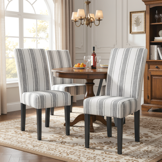 Sunvega Upholstered Fabric Dining Chairs with Rubberwood Legs and Contemporary Design