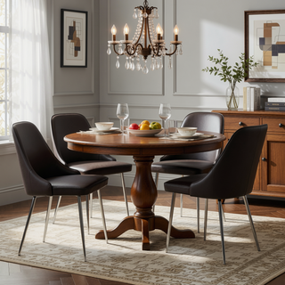 Sunvega Marcel Contemporary Dining Chairs with Chrome Frame and Grey Faux Leather