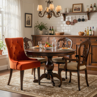 Sunvega Orange and Weathered Oak Tufted Back Side Chairs with Nailhead Trim Set of 2