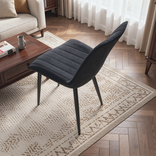 Sunvega Brown PU Leather Dining Chairs with Metal Legs and Wave Pattern Upholstery