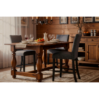 Sunvega White Fabric Finish Bar Stool with Nailhead Trim in Transitional Style