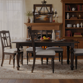 Sunvega Traditional Ladderback Side Chair with Upholstered Seat in Chocolate Finish