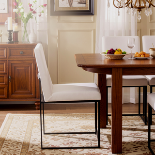 Sunvega High Back Upholstered Dining Chair with Padded Seat and Black Steel Frame
