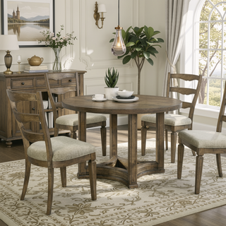 Sunvega Weathered Oak Side Chairs with Gray Upholstered Seats in Black Finish