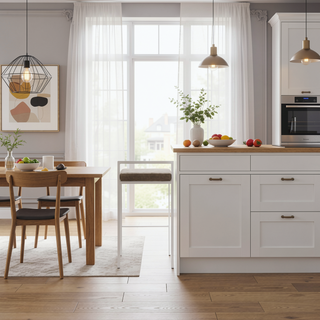 Sunvega Contemporary Stackable Counter Stool with Upholstered Padded Seat in White and Brown