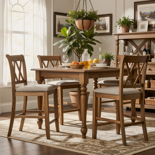 Sunvega Counter Height Dining Chairs with Double-X Cut-Out Detail and Tapered Legs
