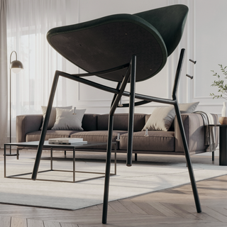 Sunvega Set of 4 Upholstered PU Leather Dining Chairs with Curved Backrest