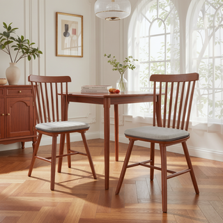 Sunvega Solid Wood Windsor Kitchen Chairs with Cushioned Seats for Modern Dining