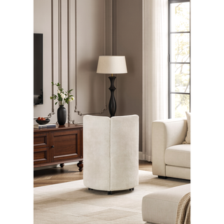 Sunvega White Chenille Swivel Side Chair with Cushioned Seat and Back