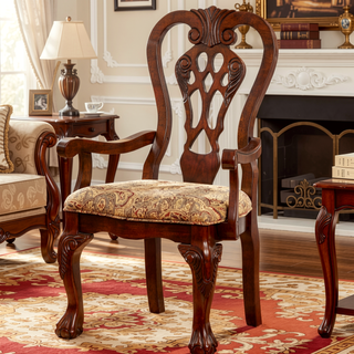 Sunvega Brown Cherry Padded Fabric Dining Chairs Set of 2 Side Chairs