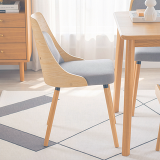 Sunvega Mid-Century Modern Dining Chair with Padded Woven Fabric and Bent Wood