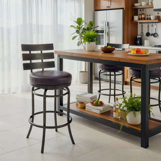 Sunvega Piren Mocha Brown Faux Leather Swivel Counter or Bar Stool